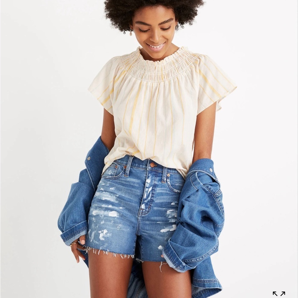 Madewell | Smocked Mockneck‎ Top in Stripe